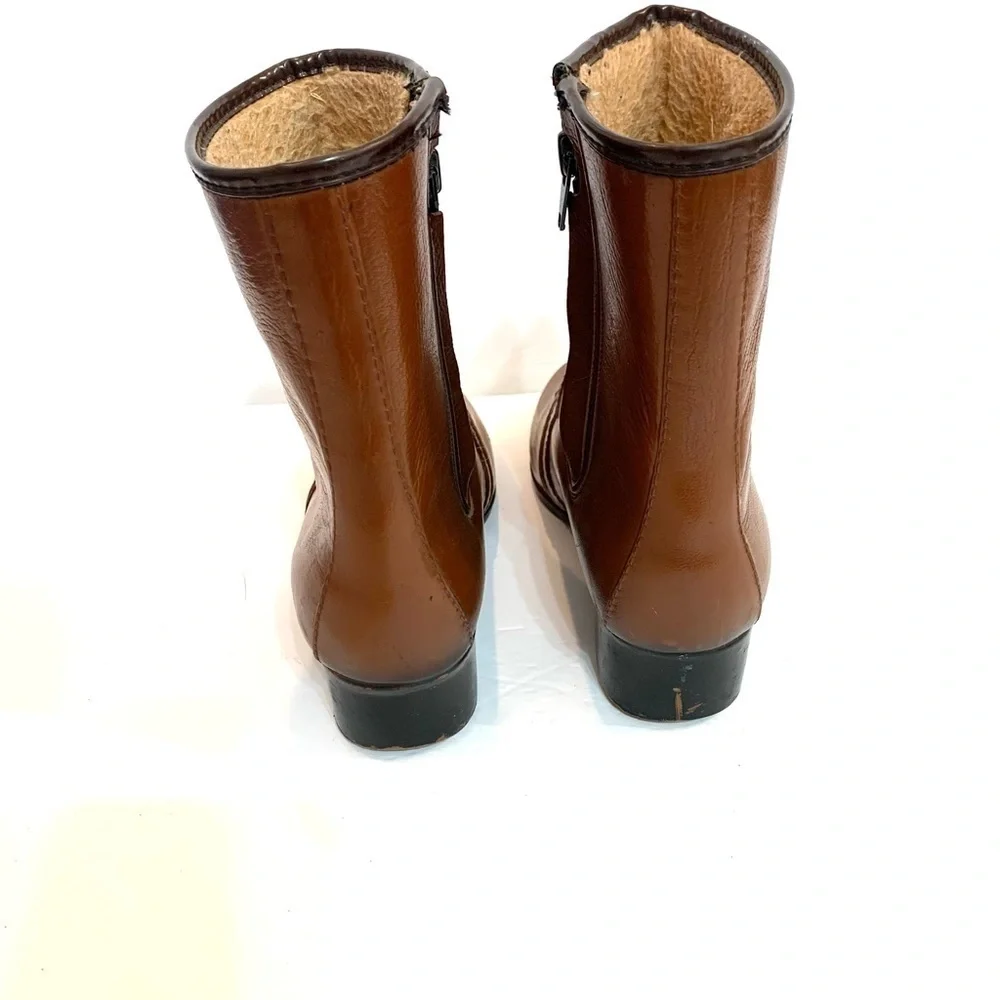 1970’s Women’s Vintage Brown Zip Ankle Booties Boots Sz 7